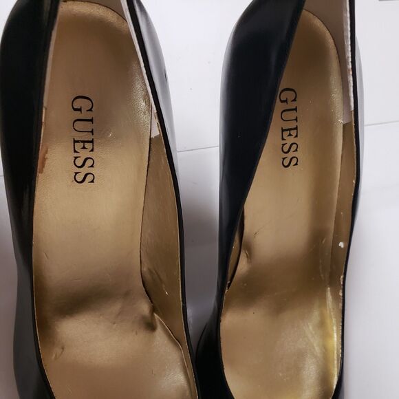 Guess Women’s Black Patent Leather Pointed Toe Stiletto Heels Size 9M PO Excel - Picture 6 of 11